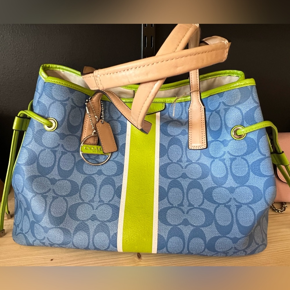 Like new Coach Blue and Green bag
